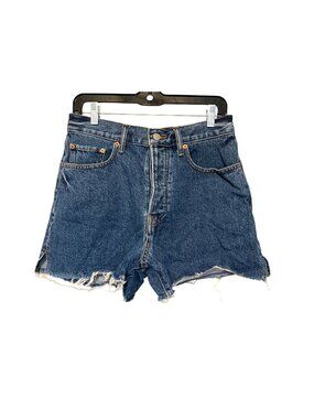 Lucky Brand Womens Traveler Denim Shorts Frayed Hem Button Fly Size 8 Waist 29"